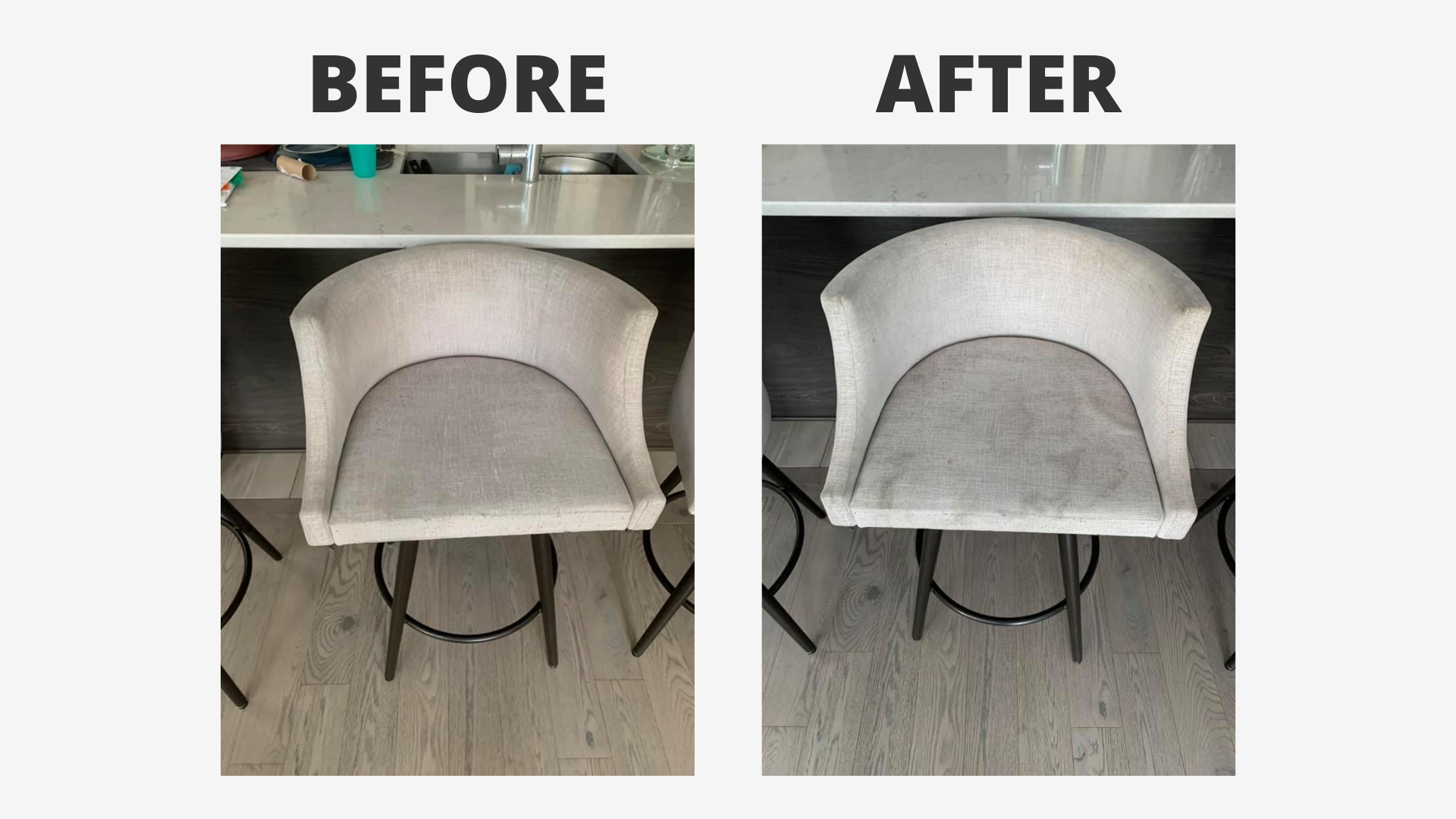 white chair before and after being cleaned
