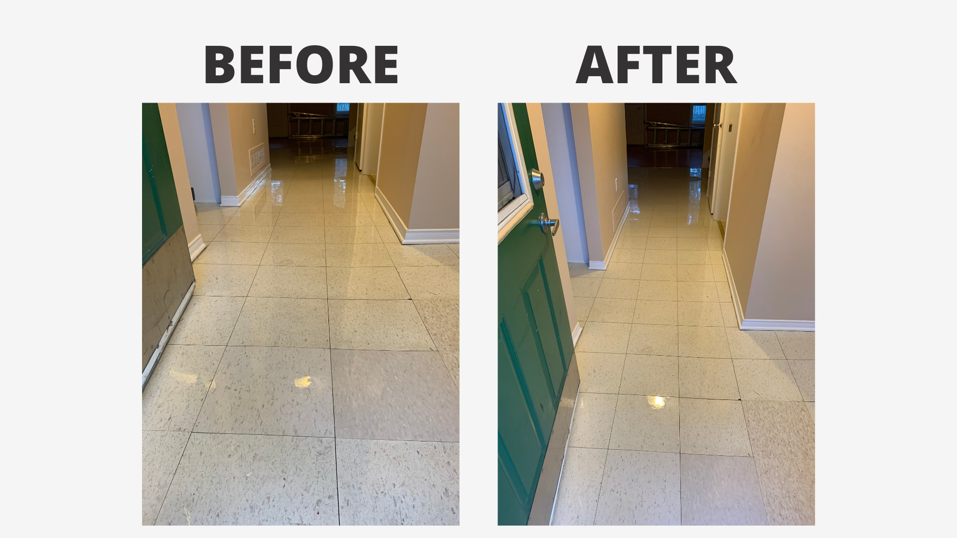 white tiles before and after being cleaning 
